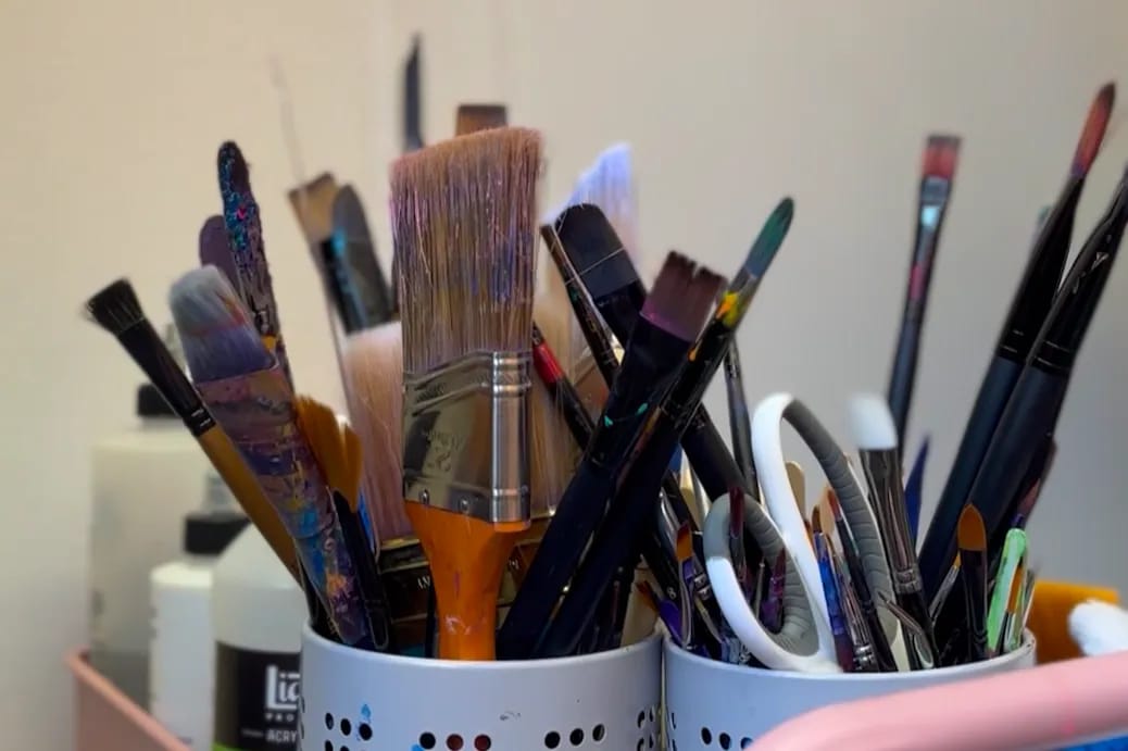 Inside Crystal’s studio